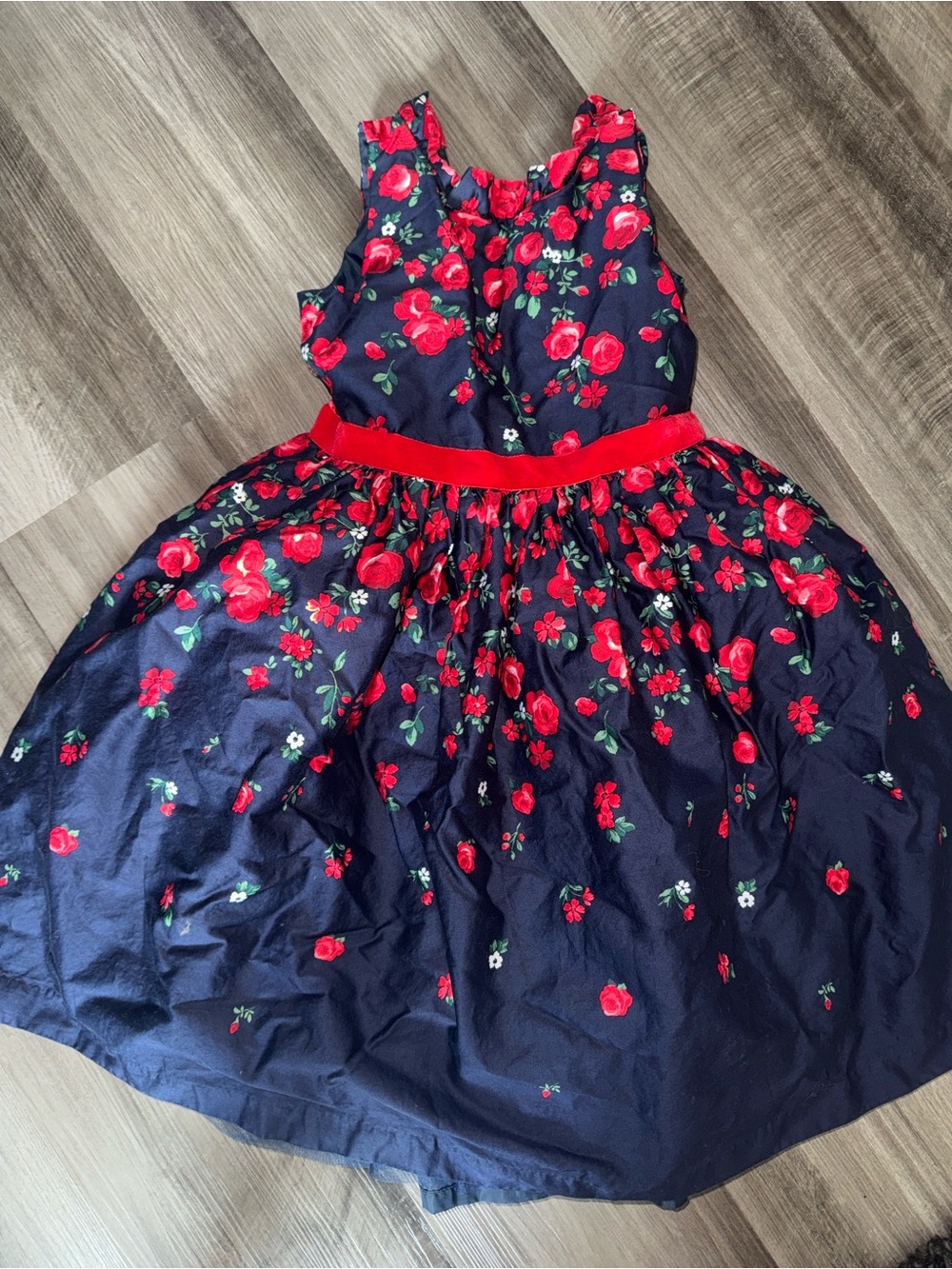 Janie and Jack X American Girl dress wrapped in roses 7 girls navy red tulle